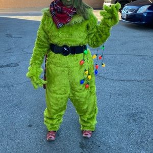 Fun costume-Grinch green costume hand fitted to M/L (8-10)